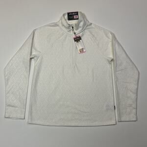 Eddie Bauer Polar Fleece Womens Small White Quarter Zip Pullover Ladies
